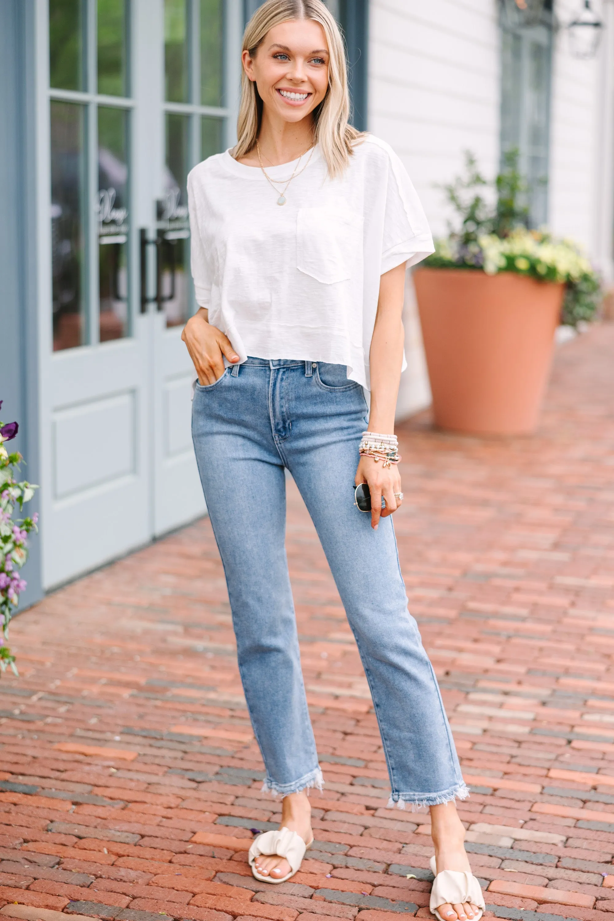 On Your Level White Boxy Tee