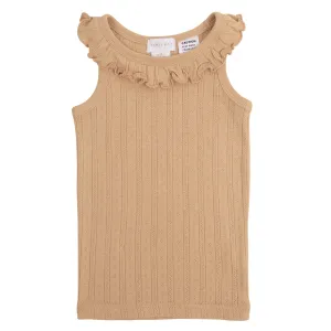 Organic Cotton Pointelle Frill Singlet - In the Meadow