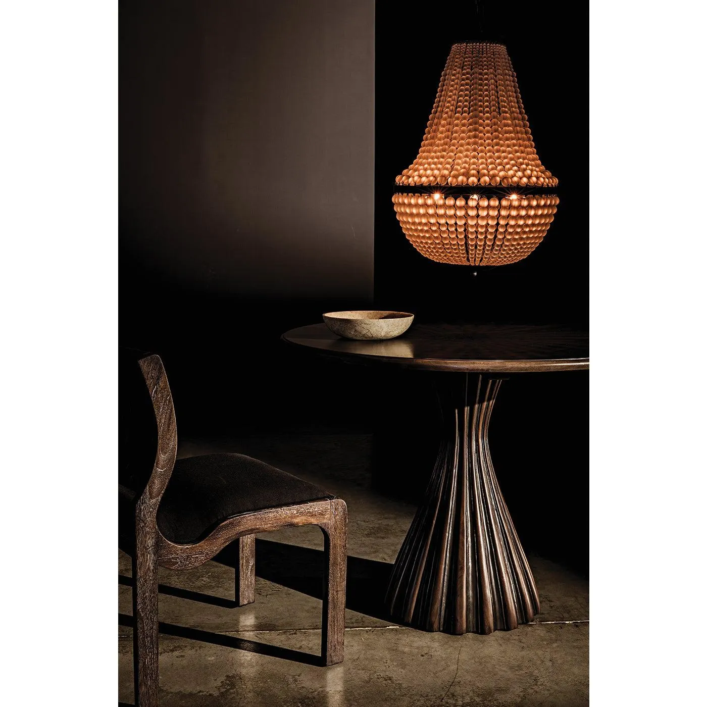 Osiris Dining Table, Pale Rubbed with Light Brown Trim
