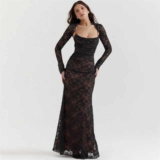 Outfit Formal Tie Up Back Long Robe Party Evening Dresses
