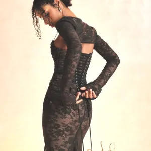Outfit Formal Tie Up Back Long Robe Party Evening Dresses