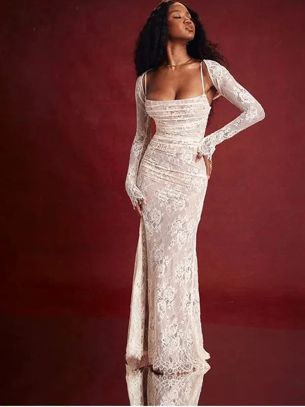 Outfit Formal Tie Up Back Long Robe Party Evening Dresses