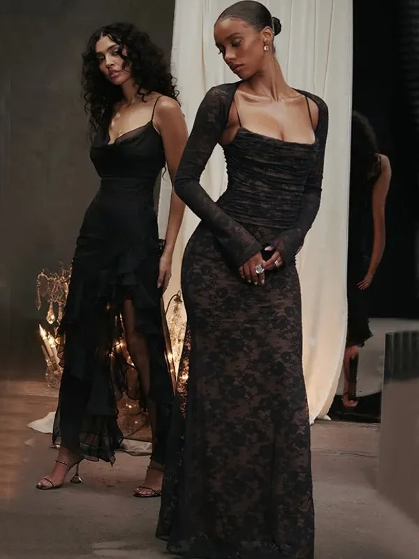 Outfit Formal Tie Up Back Long Robe Party Evening Dresses