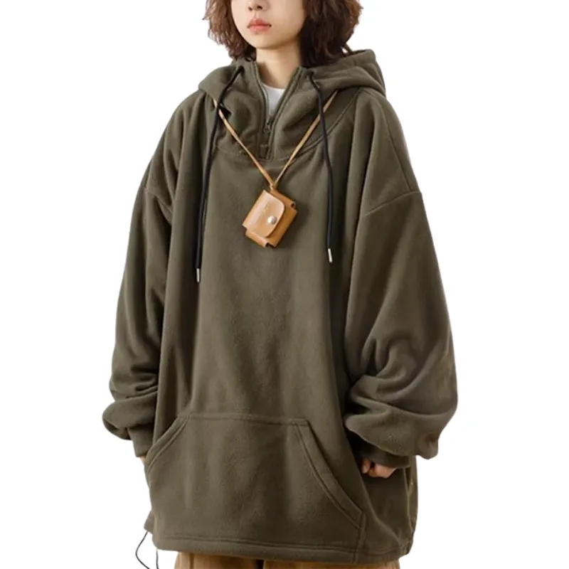 Oversize Solid Color Sherpa Hoodie