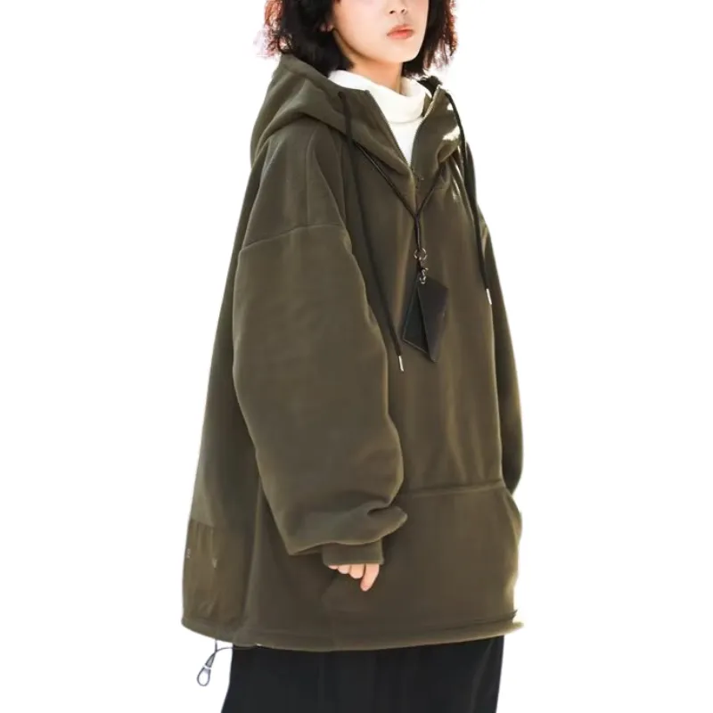 Oversize Solid Color Sherpa Hoodie