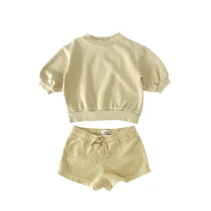 Pale Yellow Boxy Sweater & Shorts "Outfit set"