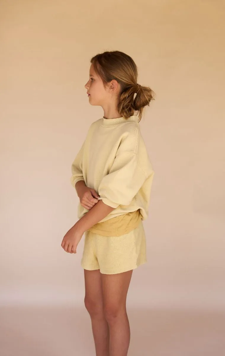 Pale Yellow Boxy Sweater & Shorts "Outfit set"