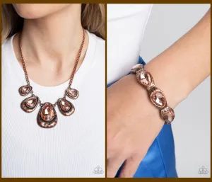 Paparazzi Formally Forged Necklace Copper & Formal Fanfare Bracelet Copper