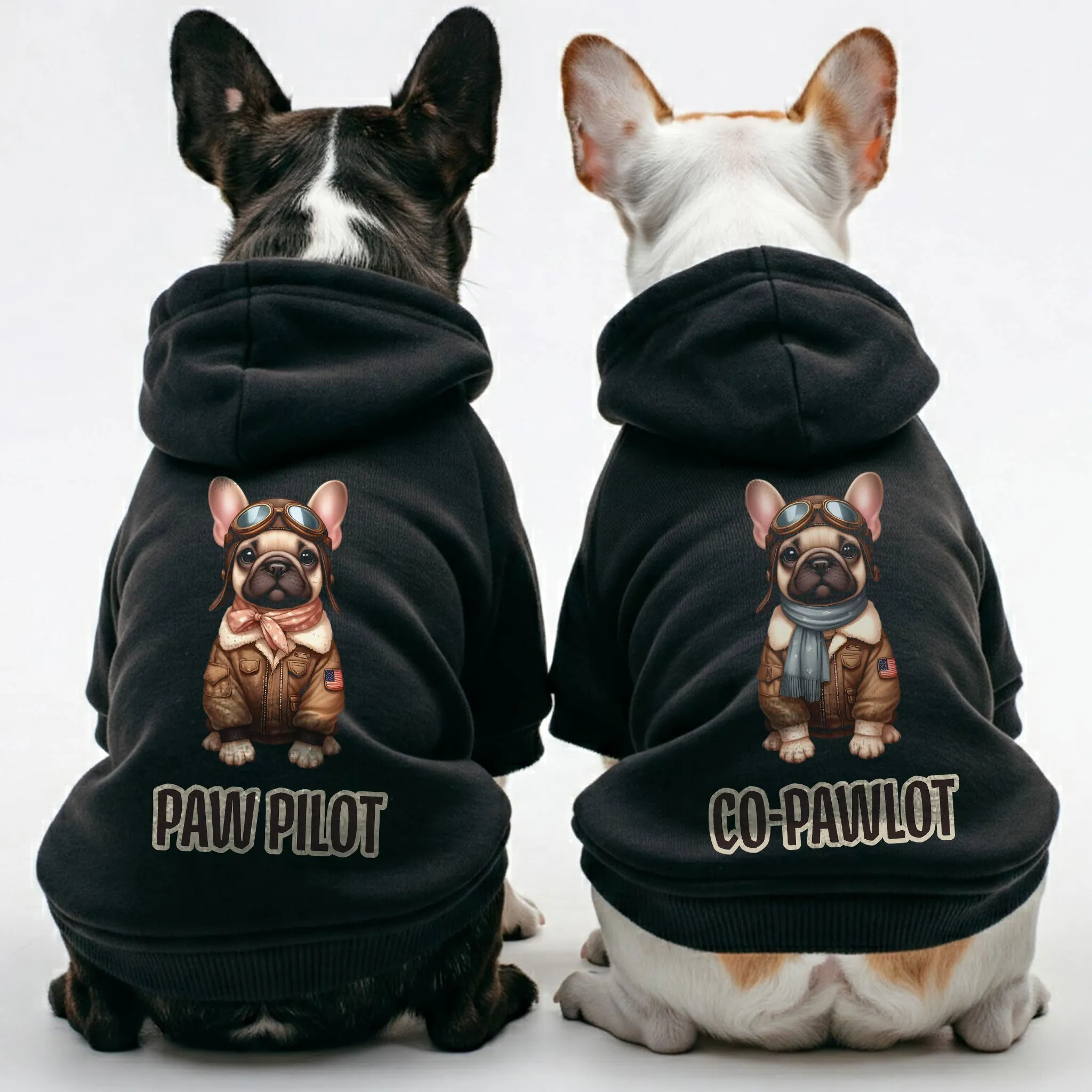 Paw Pilot and Co-Pawlot - Matching French Bulldog Hoodies – Stylish, Cozy & Personalized!