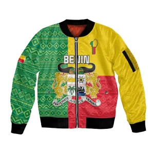 Personalised Afro Benin Sleeve Zip Bomber Jacket Flag Style - African Pattern LT15