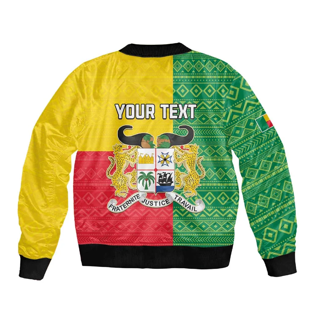 Personalised Afro Benin Sleeve Zip Bomber Jacket Flag Style - African Pattern LT15