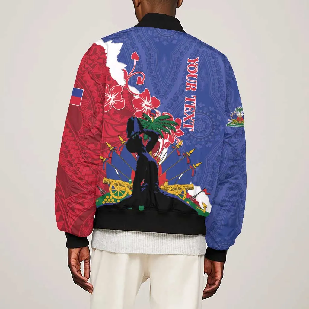 Personalised Afro Haiti Le Marron Inconnu Bomber Jacket Dashiki Mix Polynesian Pattern LT01