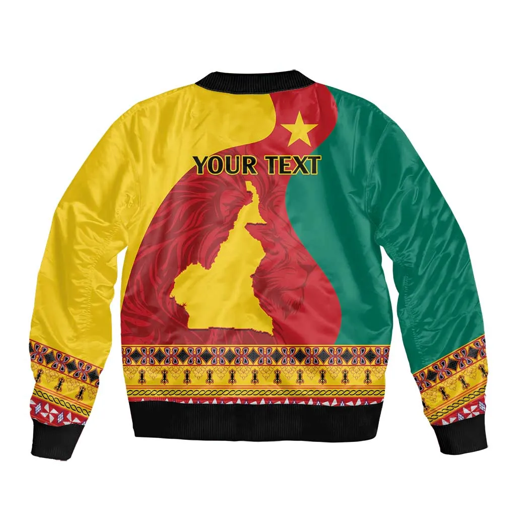 Personalised Cameroon National Day Bomber Jacket Cameroun Coat Of Arms With Atoghu Pattern LT14