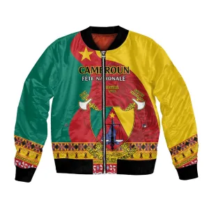 Personalised Cameroon National Day Bomber Jacket Cameroun Coat Of Arms With Atoghu Pattern LT14