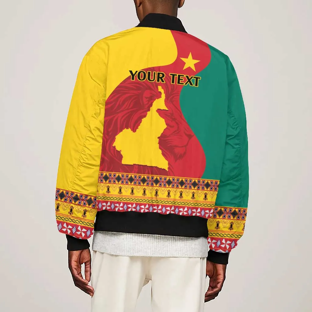 Personalised Cameroon National Day Bomber Jacket Cameroun Coat Of Arms With Atoghu Pattern LT14