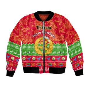 Personalised Eritrea Christmas Bomber Jacket Eritrean Olive Santa Claus Merry Xmas LT14