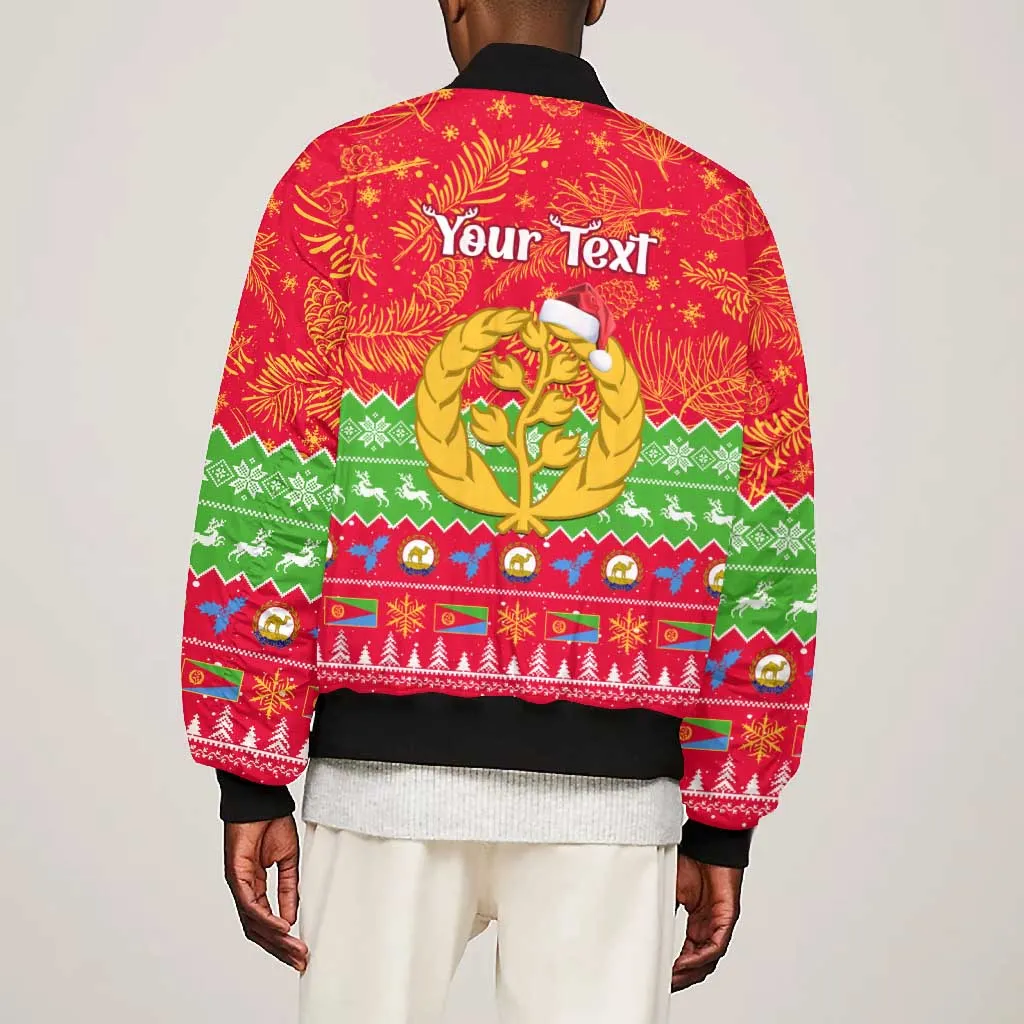 Personalised Eritrea Christmas Bomber Jacket Eritrean Olive Santa Claus Merry Xmas LT14