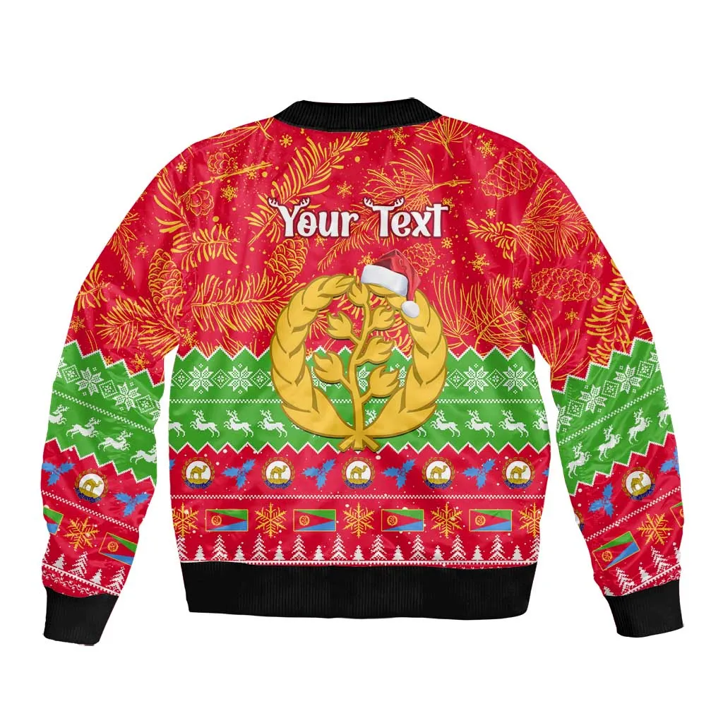 Personalised Eritrea Christmas Bomber Jacket Eritrean Olive Santa Claus Merry Xmas LT14