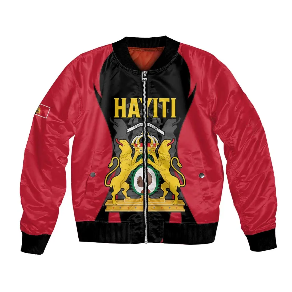 Personalised First Empire Of Haiti Bomber Jacket Coat Of Arms Sporty Style LT15