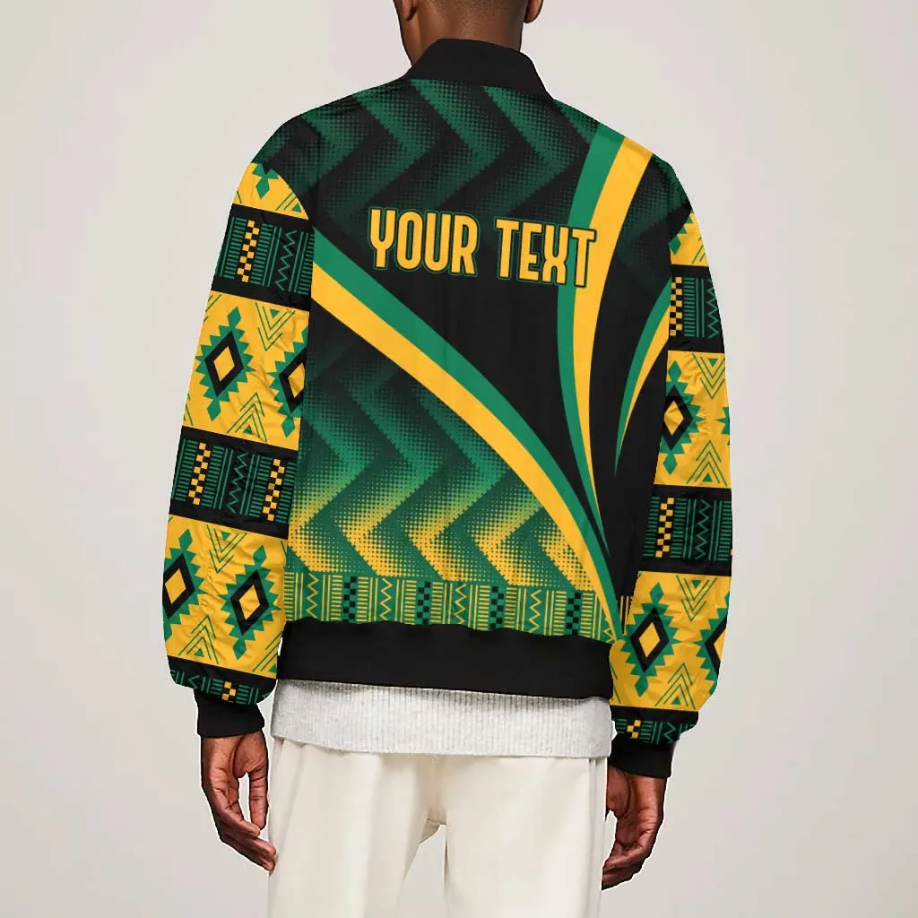 Personalised Jamaica Bomber Jacket Kente Pattern Basic - Black LT7