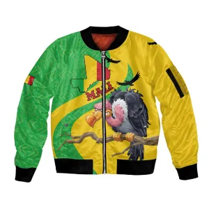 Personalized Afro Mali Vulture Sleeve Zip Bomber Jacket Flag Map - Bogolan Pattern LT15