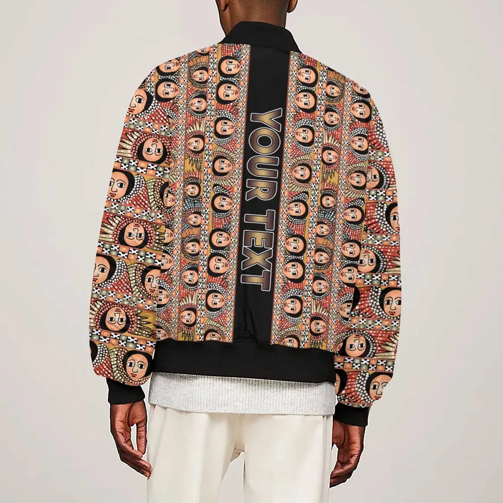 Personalized Ethiopia Sleeve Zip Bomber Jacket Ethiopian Tewahedo Angel Orthodox Black Color LT15