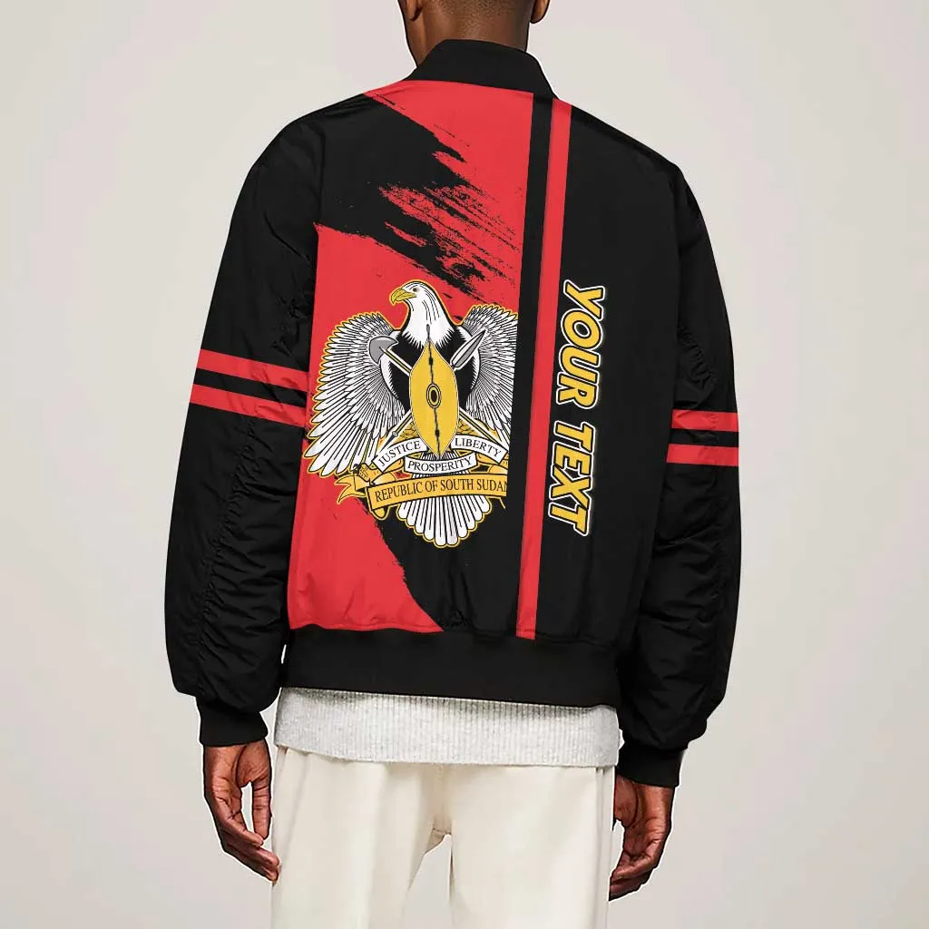 Personalized South Sudan With Coat Of Arms Sleeve Zip Bomber Jacket Sporty Style LT15