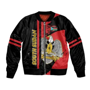 Personalized South Sudan With Coat Of Arms Sleeve Zip Bomber Jacket Sporty Style LT15