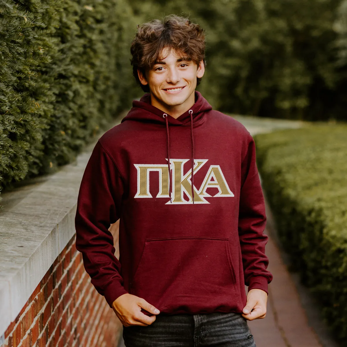 Pike Maroon Hoodie with Sewn On Letters