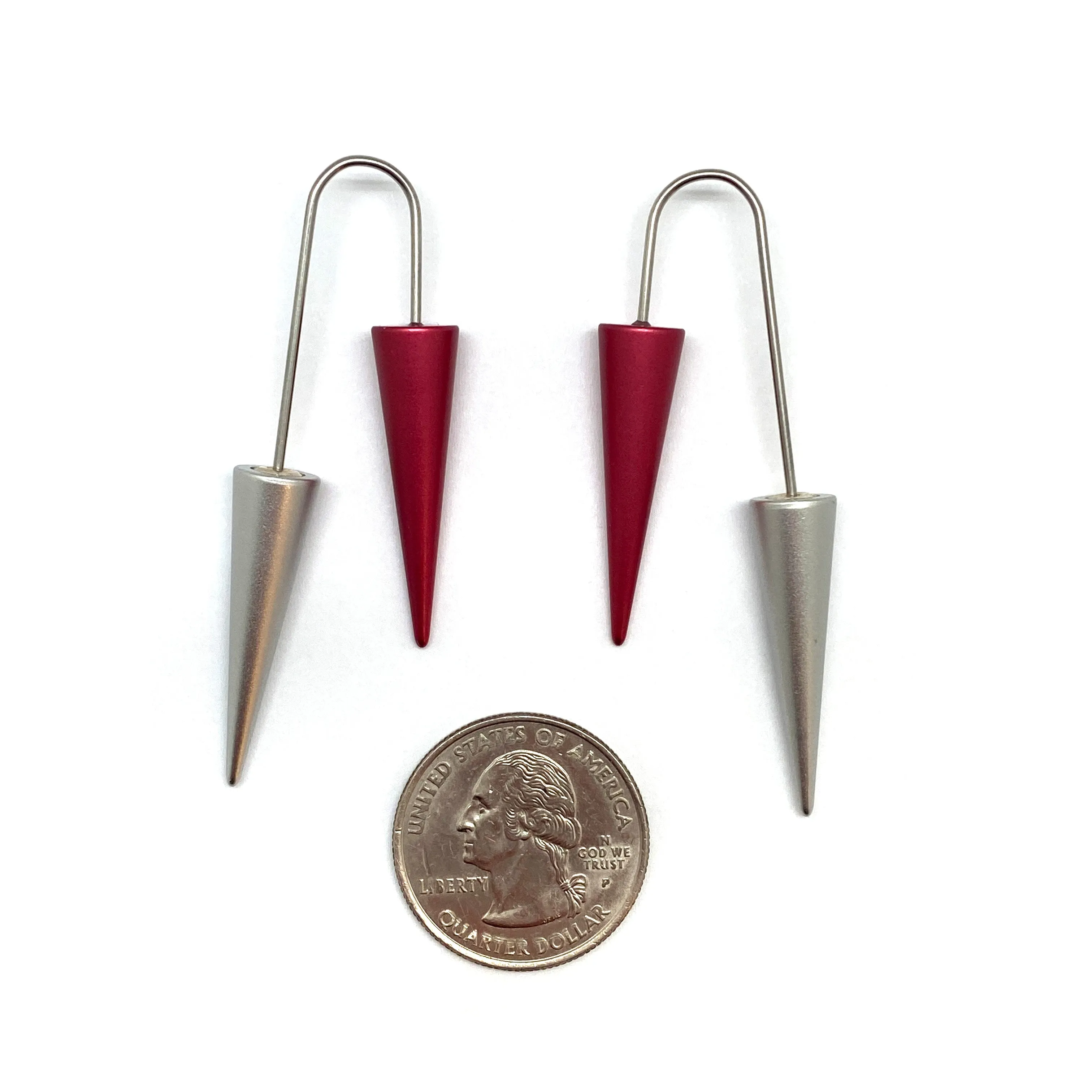 Pink and Silver Cone Earrings
