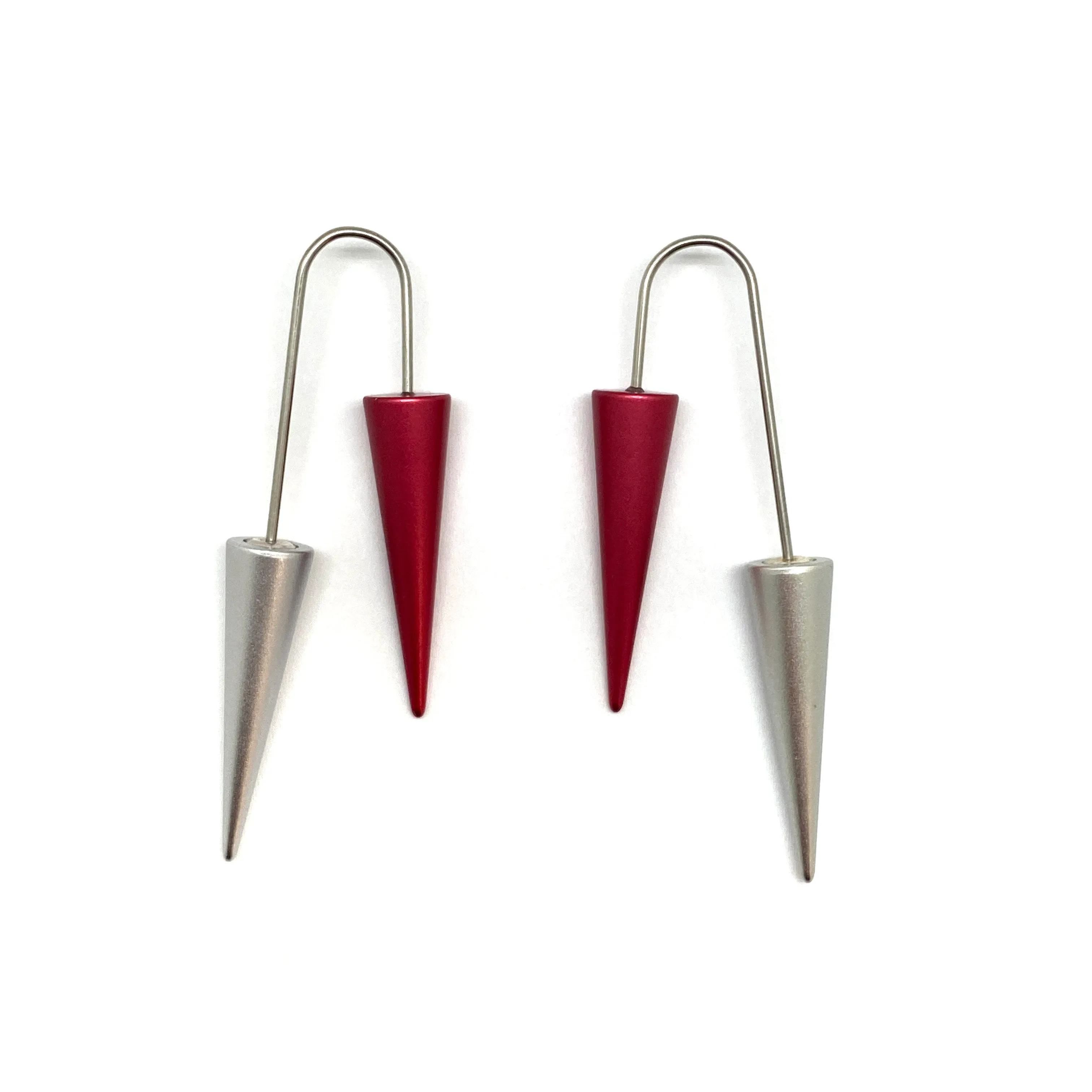 Pink and Silver Cone Earrings