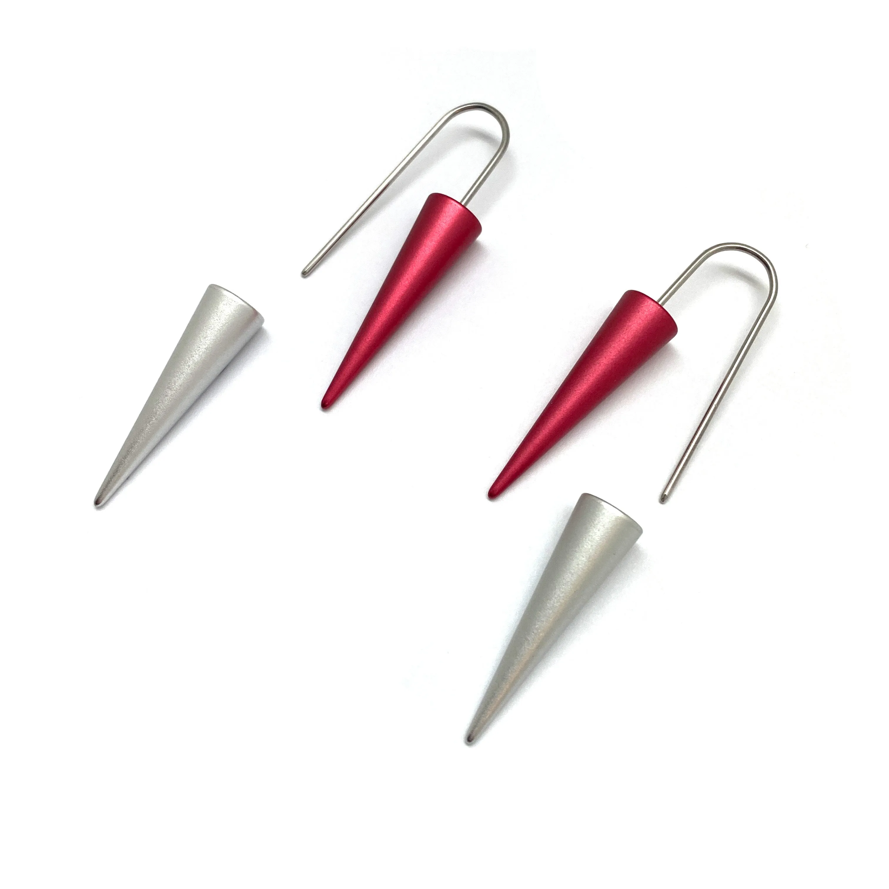 Pink and Silver Cone Earrings