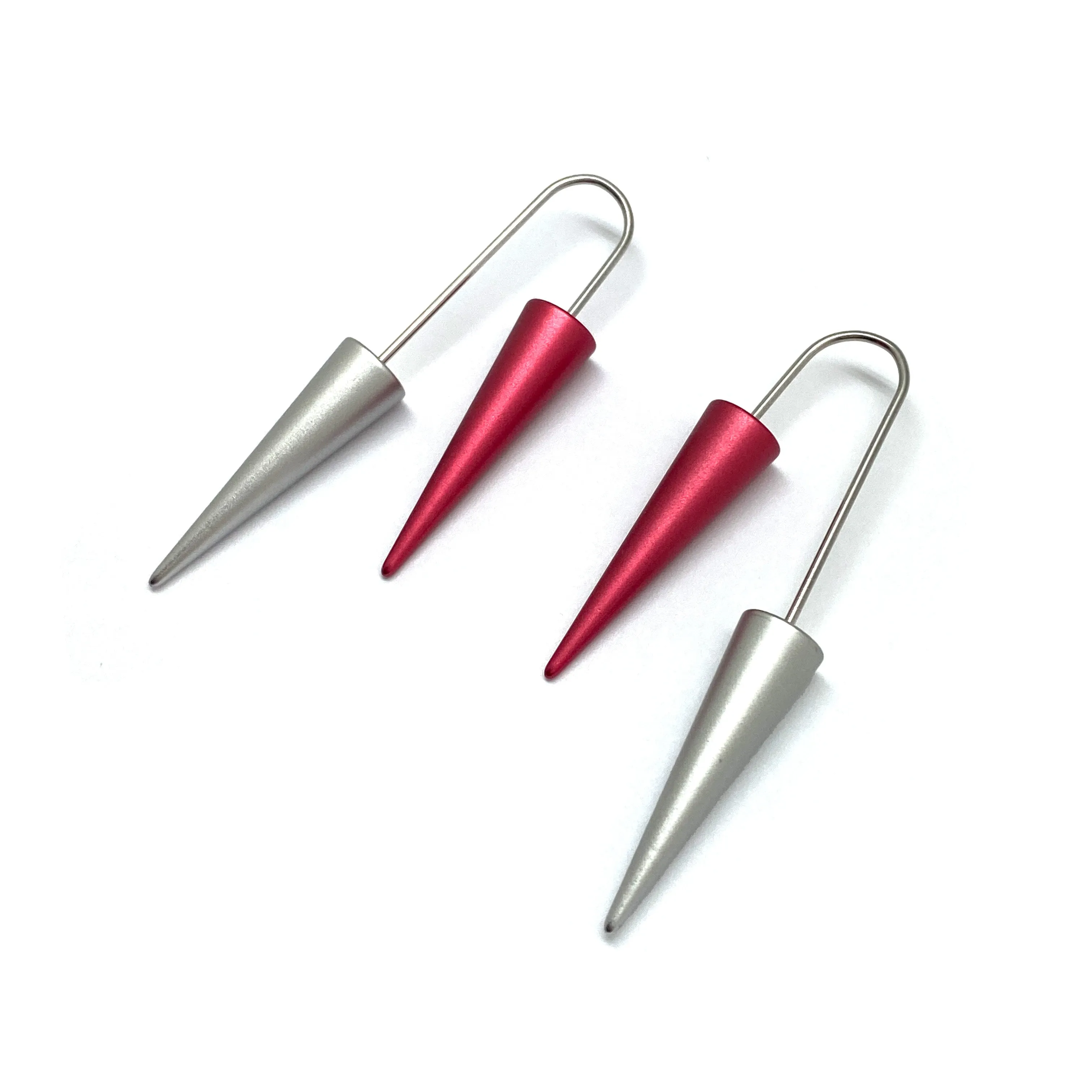 Pink and Silver Cone Earrings