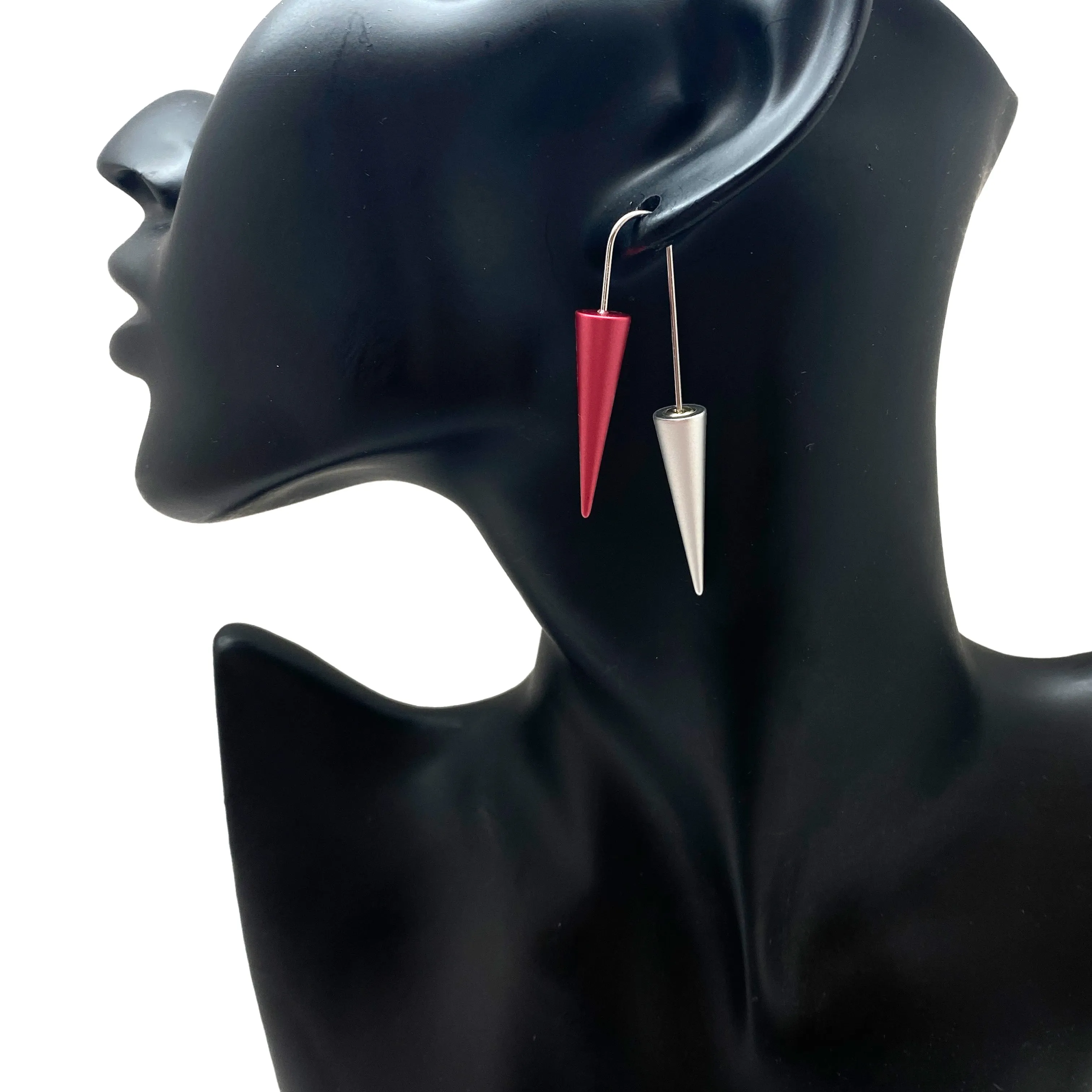 Pink and Silver Cone Earrings