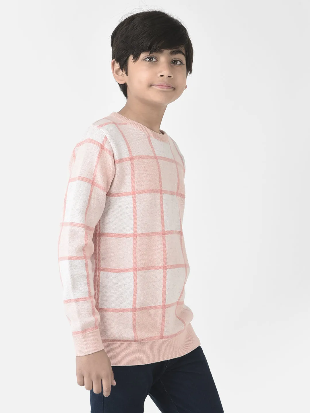 Pink Graph Checked Sweater