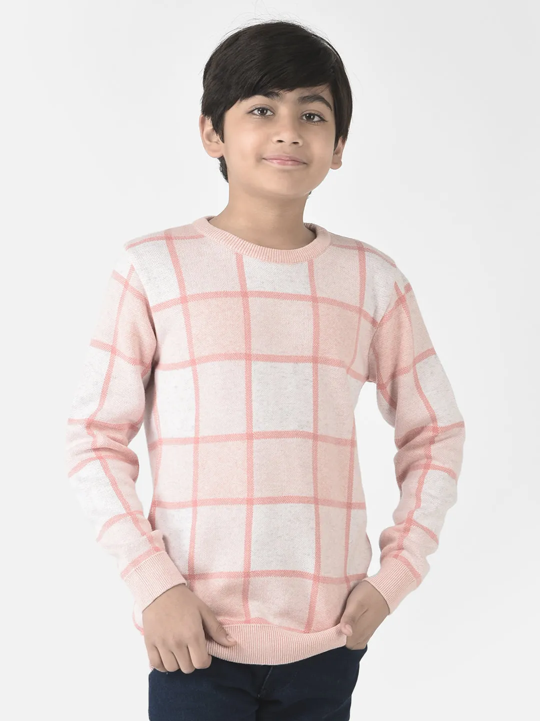 Pink Graph Checked Sweater