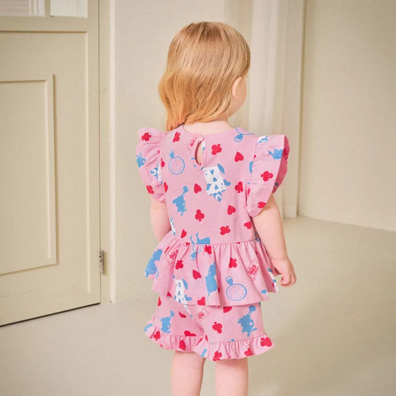 Pink Hearts Alice In Wonderland Top & Bottom Set 2406MO14