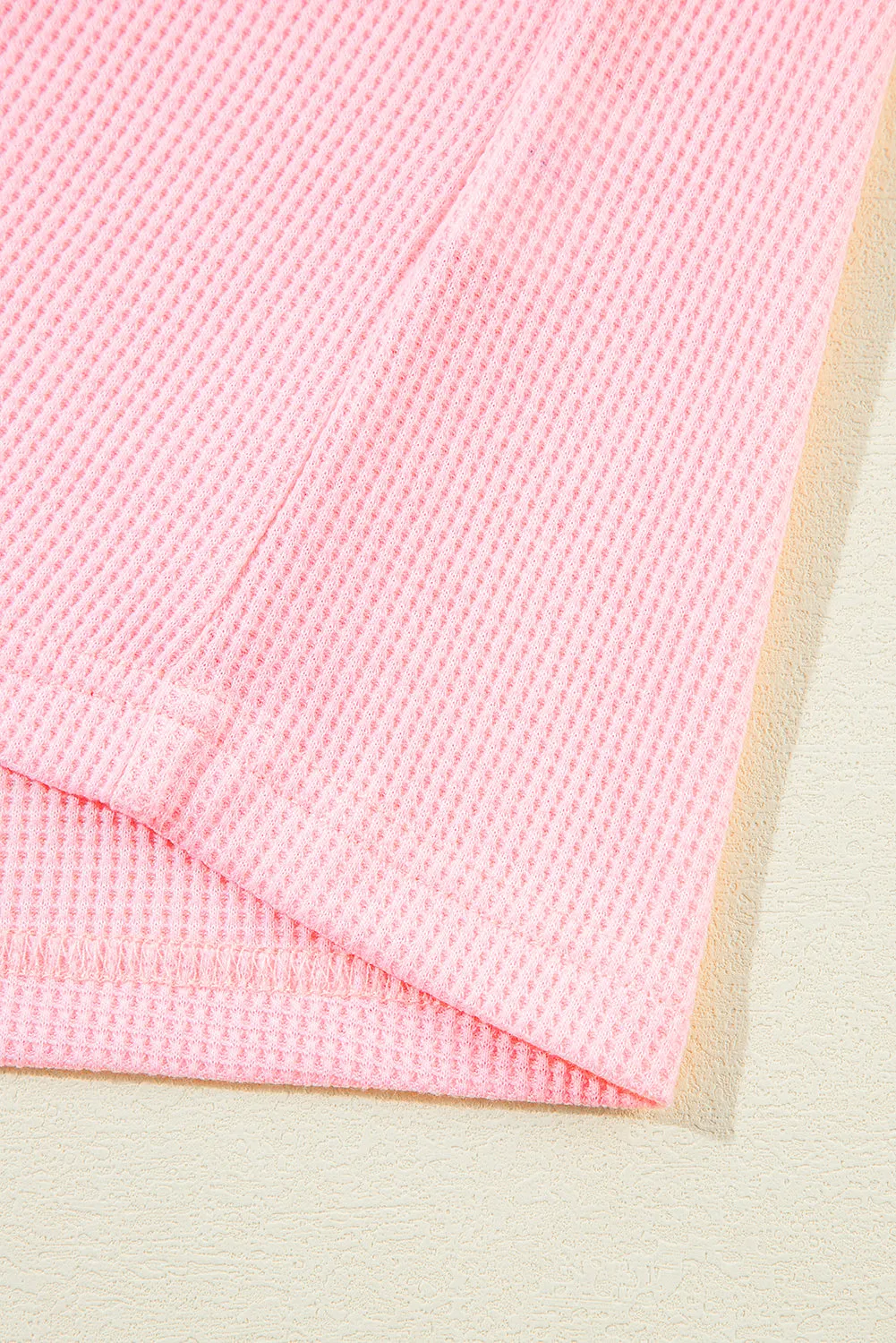Pink Plus Size Ribbed Exposed Seam Tee and Shorts Set