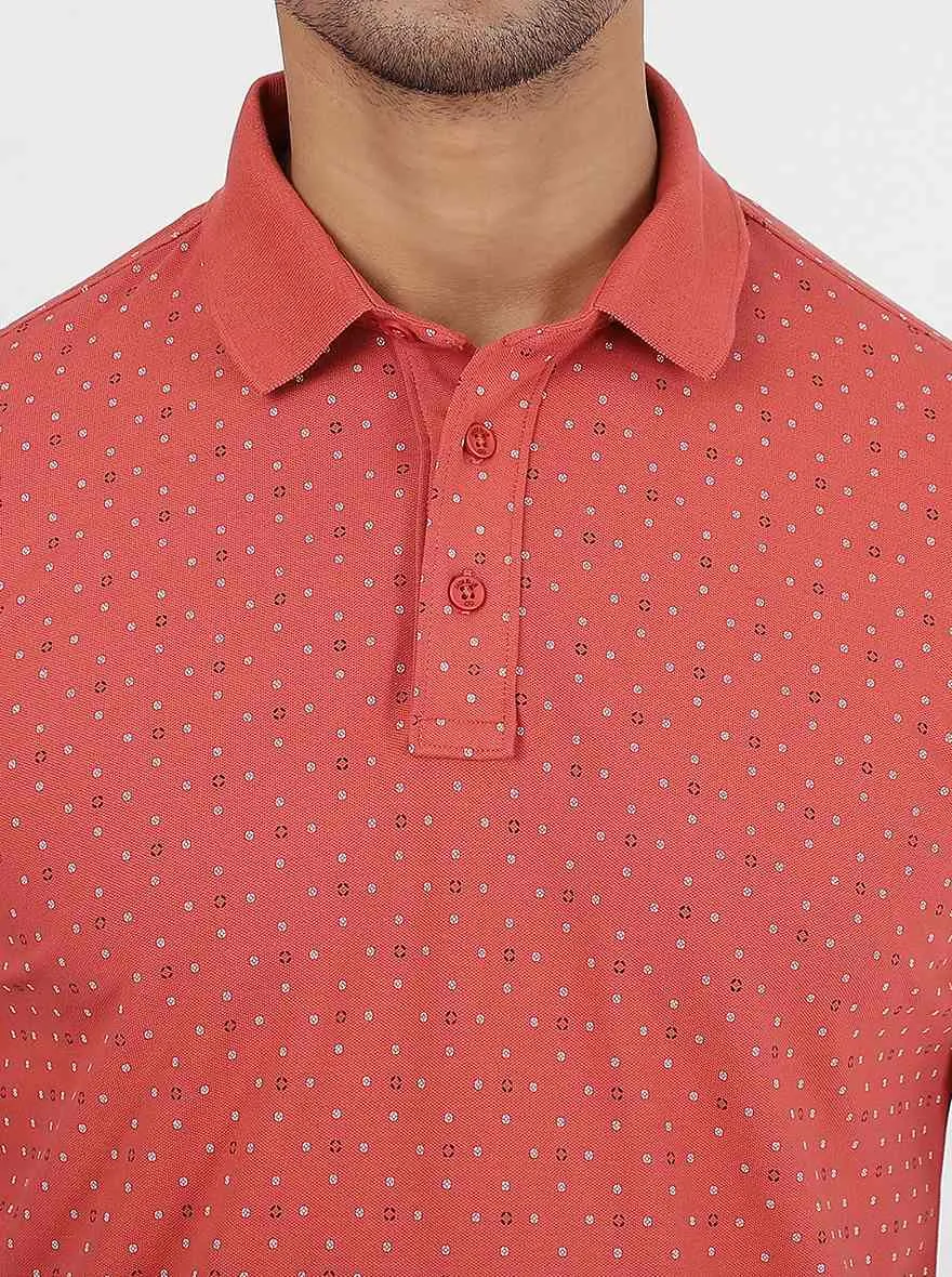 Pink Printed Slim Fit Polo T-Shirt | JadeBlue