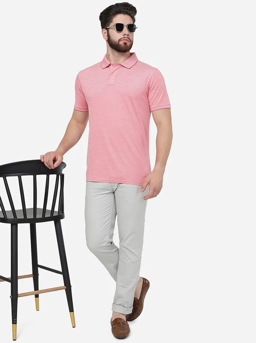 Pink Solid Slim Fit Polo T-Shirt | JadeBlue