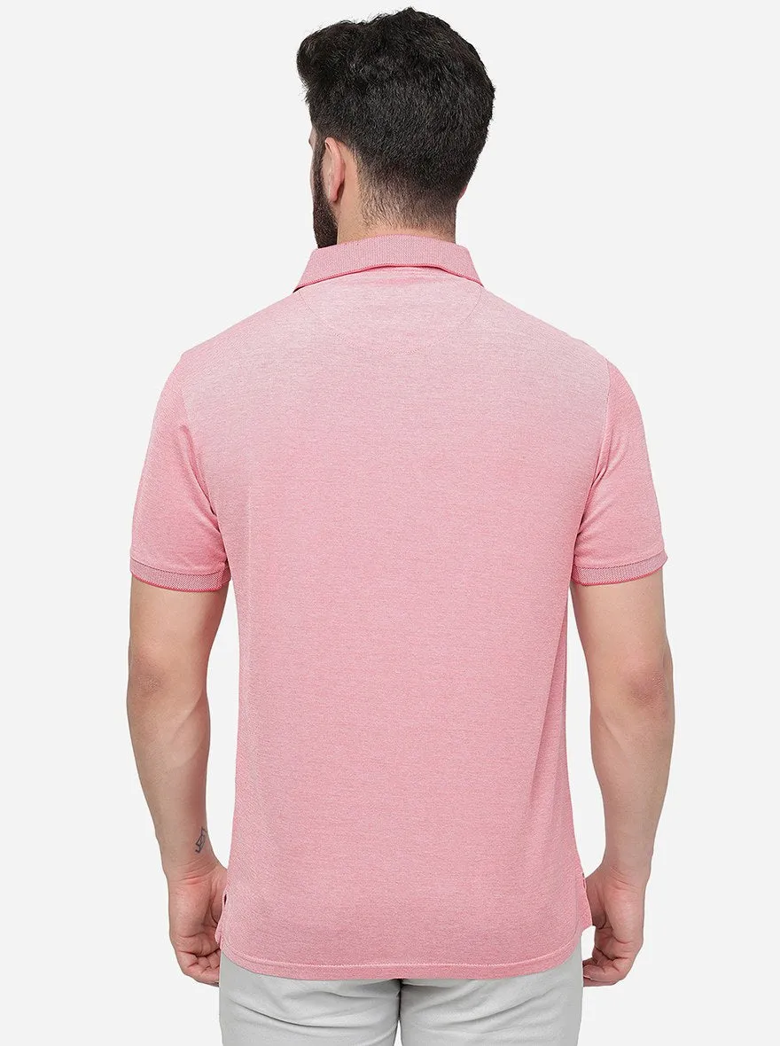 Pink Solid Slim Fit Polo T-Shirt | JadeBlue