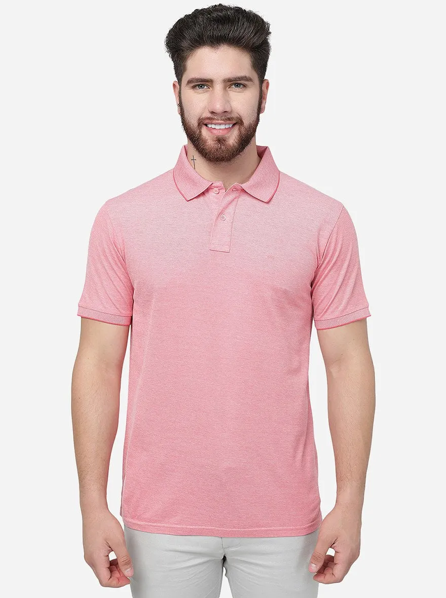 Pink Solid Slim Fit Polo T-Shirt | JadeBlue