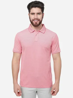 Pink Solid Slim Fit Polo T-Shirt | JadeBlue