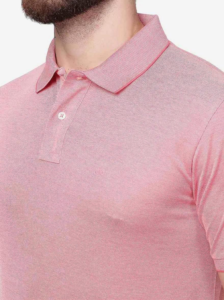 Pink Solid Slim Fit Polo T-Shirt | JadeBlue