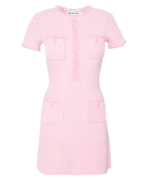 Pink Textured Knit Mini Dress
