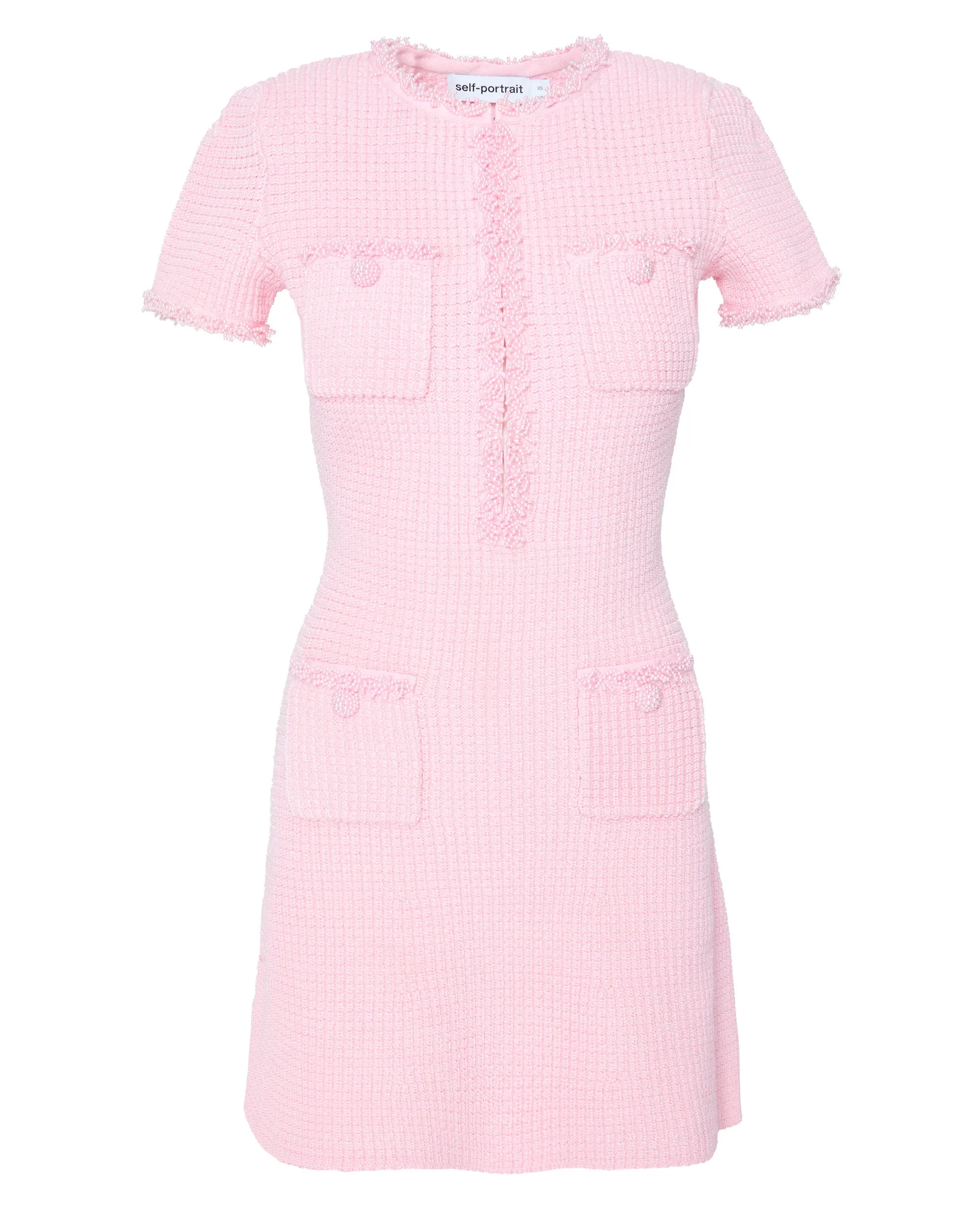 Pink Textured Knit Mini Dress