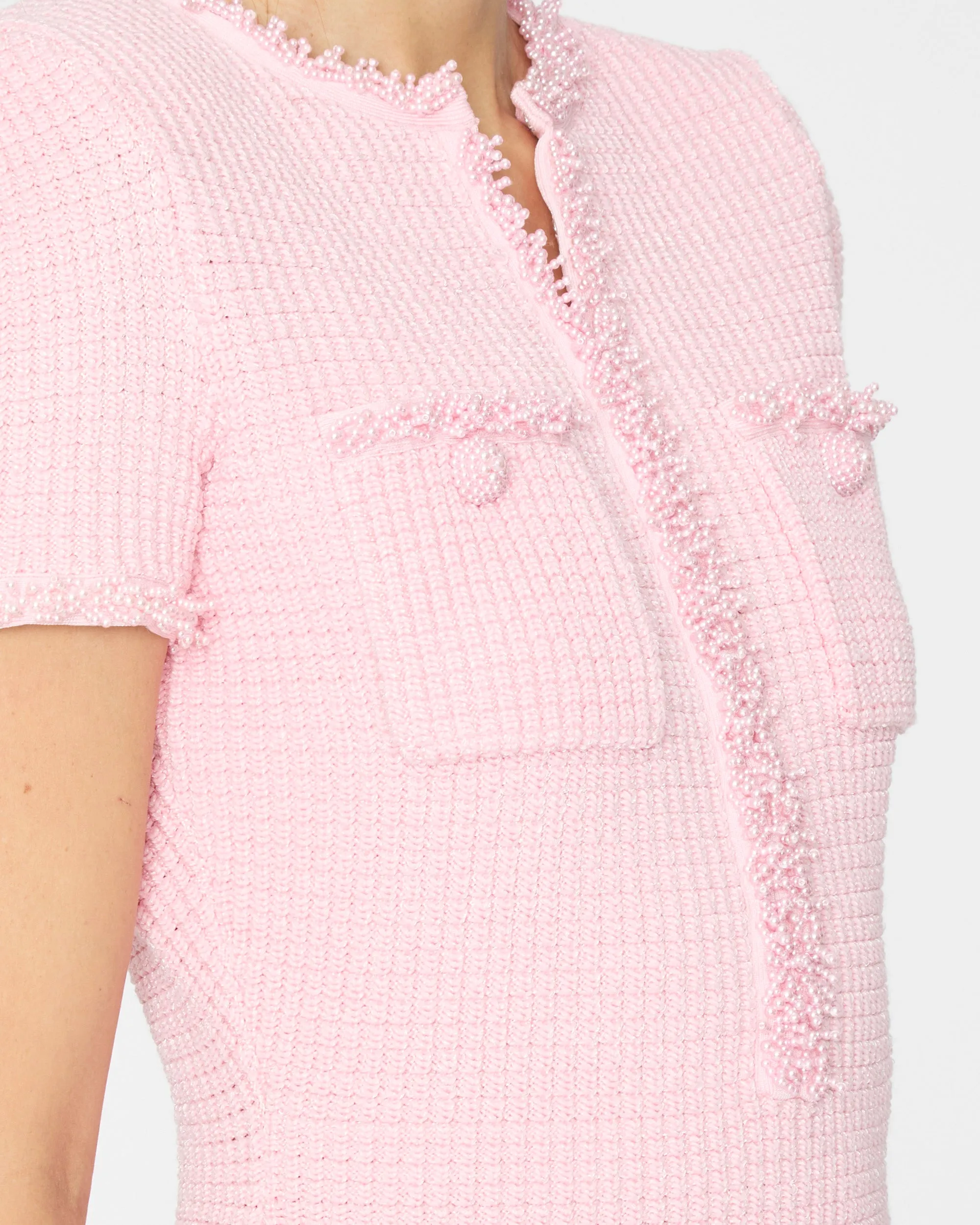 Pink Textured Knit Mini Dress