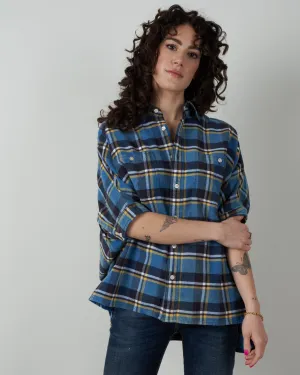 plaid oversized boxy shirt - blue plaid