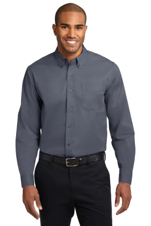 Port Authority Extended Size Long Sleeve Easy Care Shirt S608ES Steel Grey/ Light Stone
