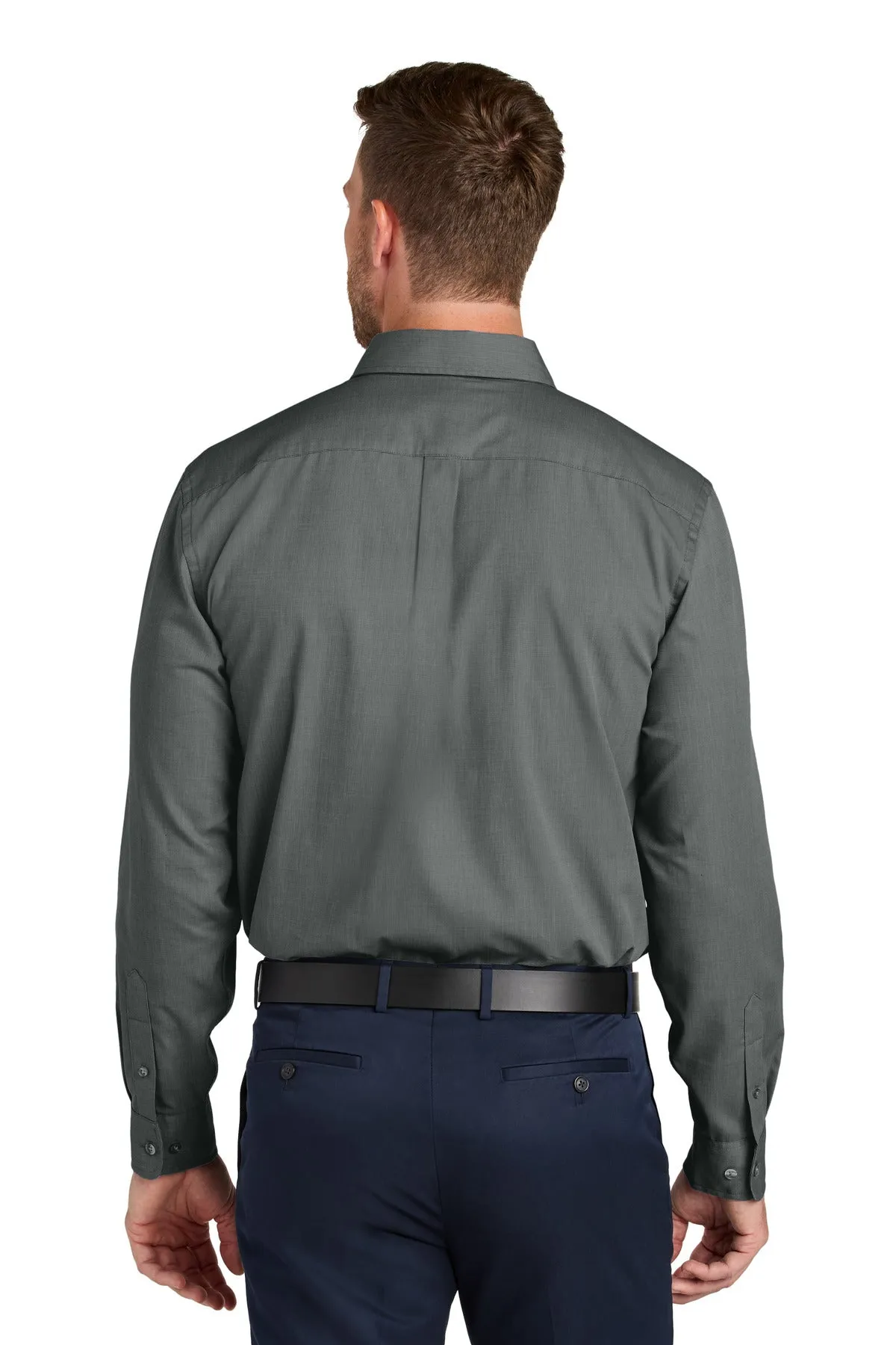 Port Authority Long Sleeve Nailhead Easy Care Shirt W816 Deep Black